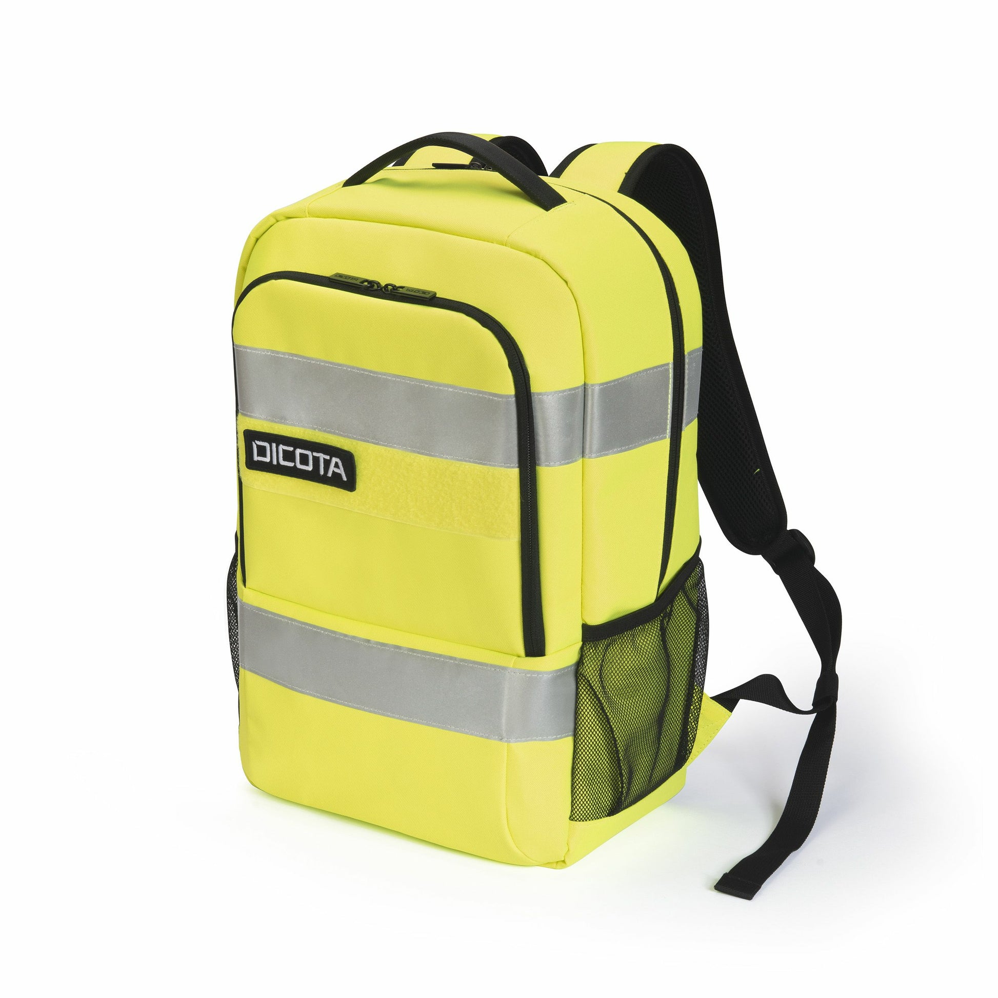DICOTA Notebook-Rucksack – 24 l, rPET, Gelb/Schwarz, Reflektierende Elemente