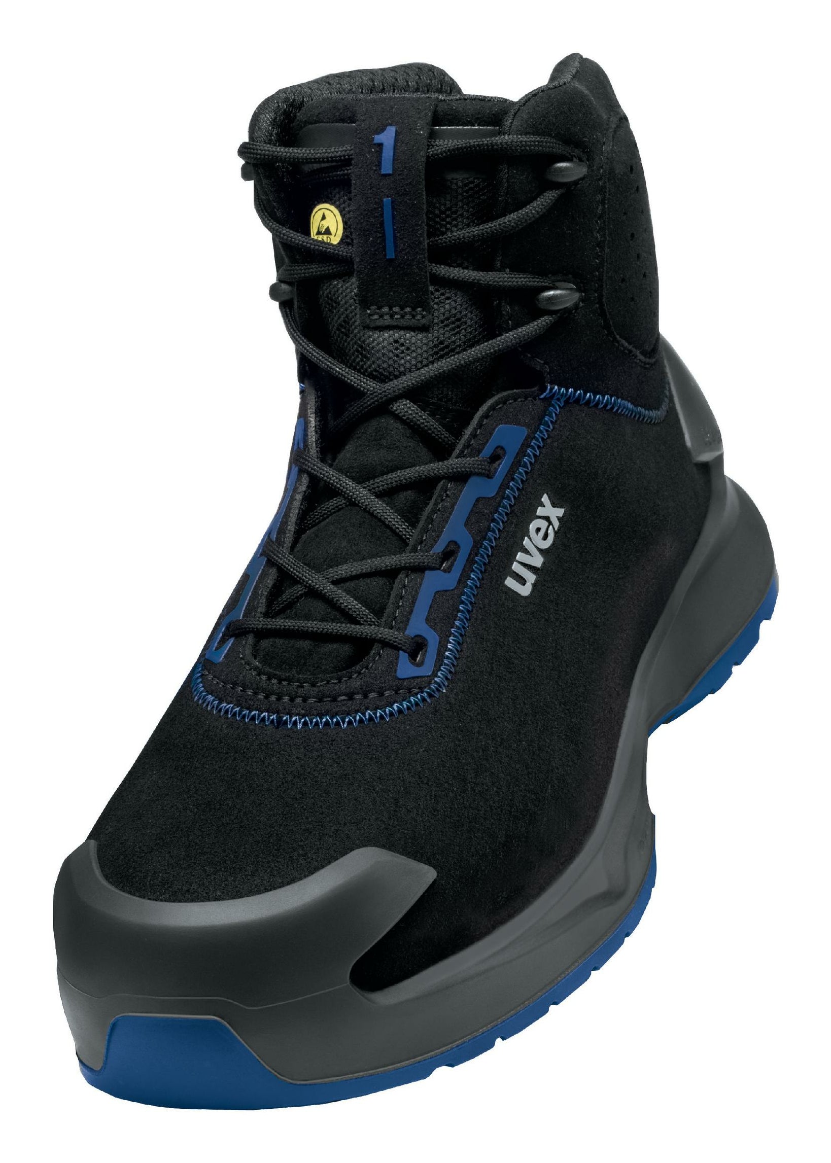 Uvex 1 x-craft Sicherheitsstiefel S2 – Schwarz/Blau – Grösse 50, Weite 11