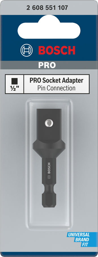 Bosch Professioneller Adapter 50 mm Stahl Sechskantschaft 1/4" – für 1/2" Steckschlüsseleinsätze – 1 Stk