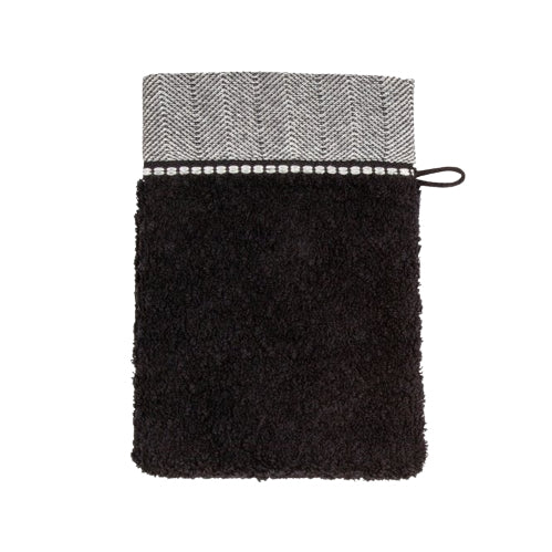 Möve Waschlappen Brooklyn – 15×20 cm, Baumwolle/Leinen/Viskose, 600 g/m², Schwarz