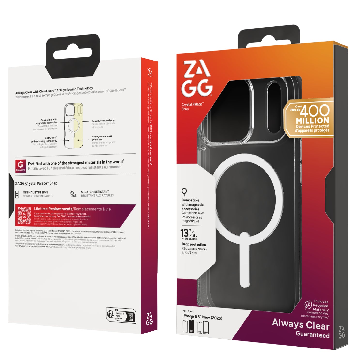 ZAGG Crystal Palace Snap Backcover – für Apple iPhone 17 Pro, Graphen, Transparent, bis 4 m Sturzsicher