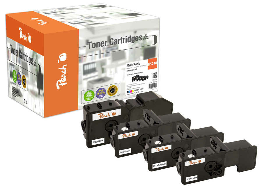 Peach Toner-Multipack TK-5240 – BK/C/M/Y, 4000 Seiten – für Kyocera ECOSYS M 5526 cdn/cdw, P 5026 cdn und andere