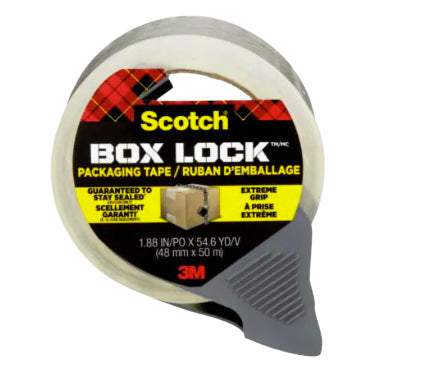 Scotch Box Lock 3950-RD – Verpackungsklebeband, kristallklar – 48 mm × 50 m – 3 Rollen