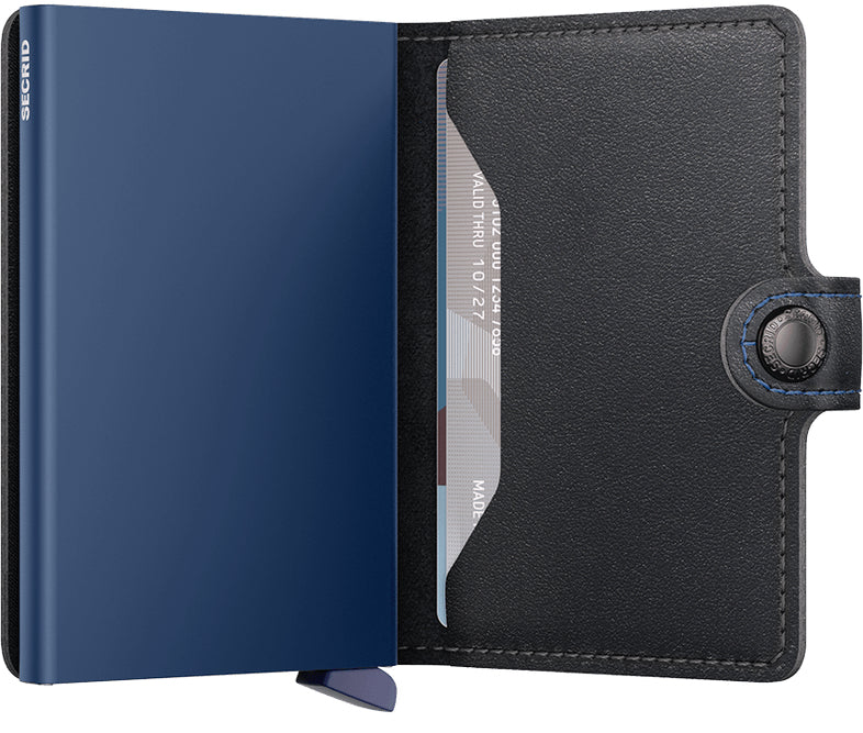 Secrid Miniwallet (Kartenetui) – RFID-Schutz, 10 Karten – 65 × 21 × 102 mm – Leder – Original Black Navy
