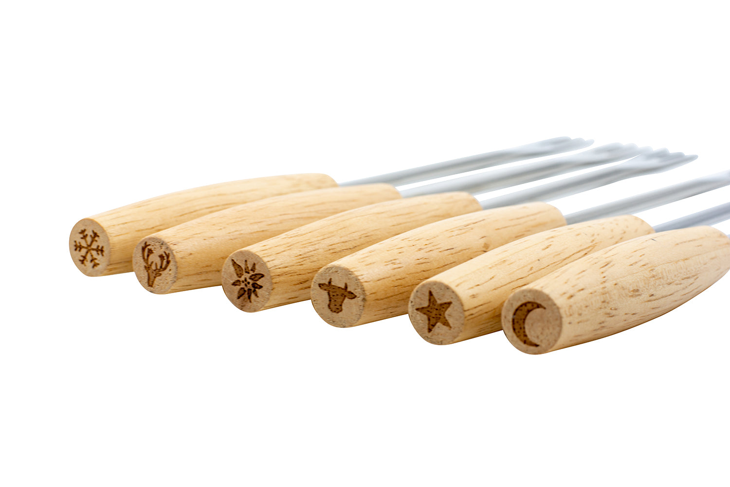 Kadastar Fonduegabeln – 18 Stk., 26,0 cm, Edelstahl, Holzgriff, Braun, FSC, für Käsefondue