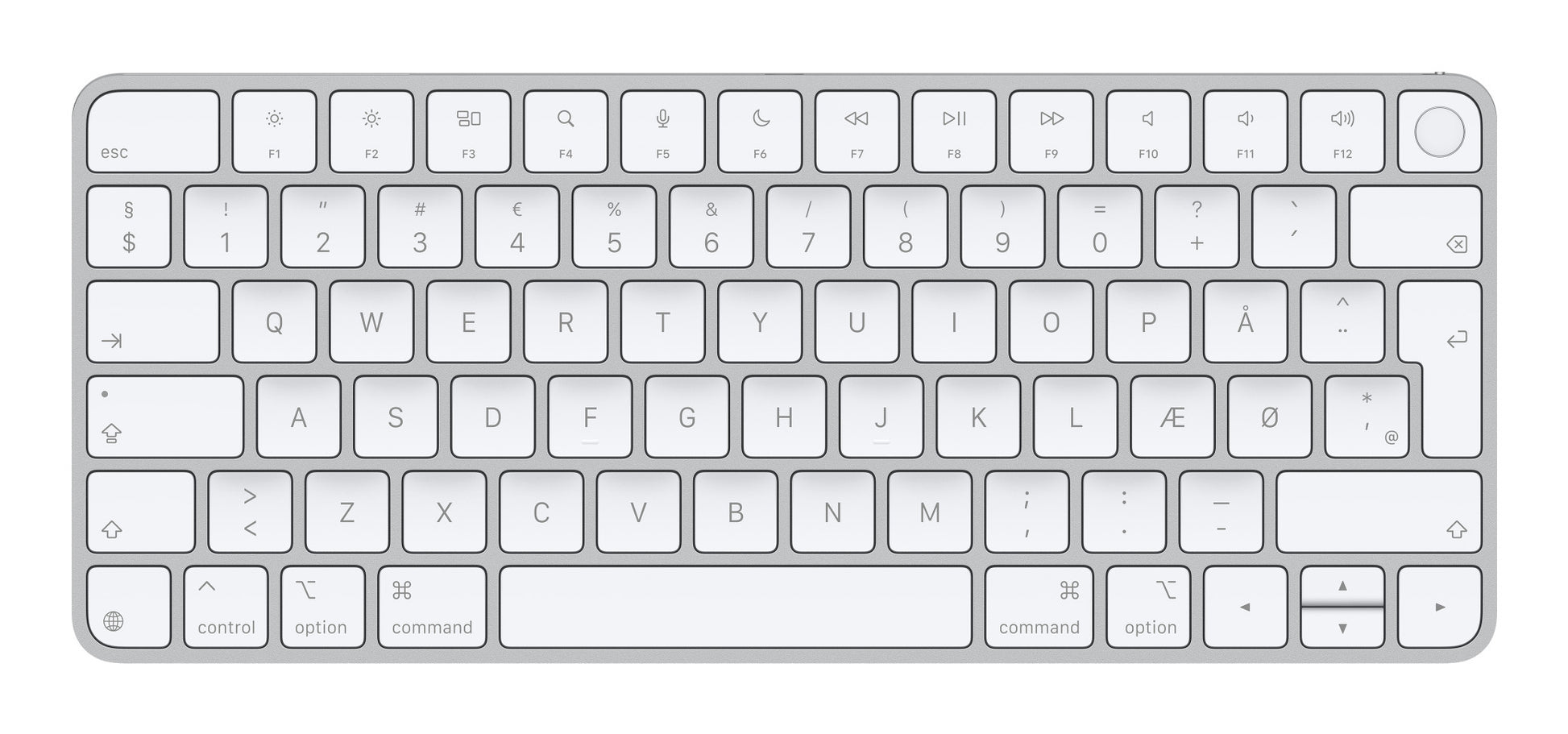 Apple Magic Keyboard – Tastatur – Bluetooth & kabelgebunden (USB‑C) – QWERTY (DK) – ohne Ziffernblock – Weiss