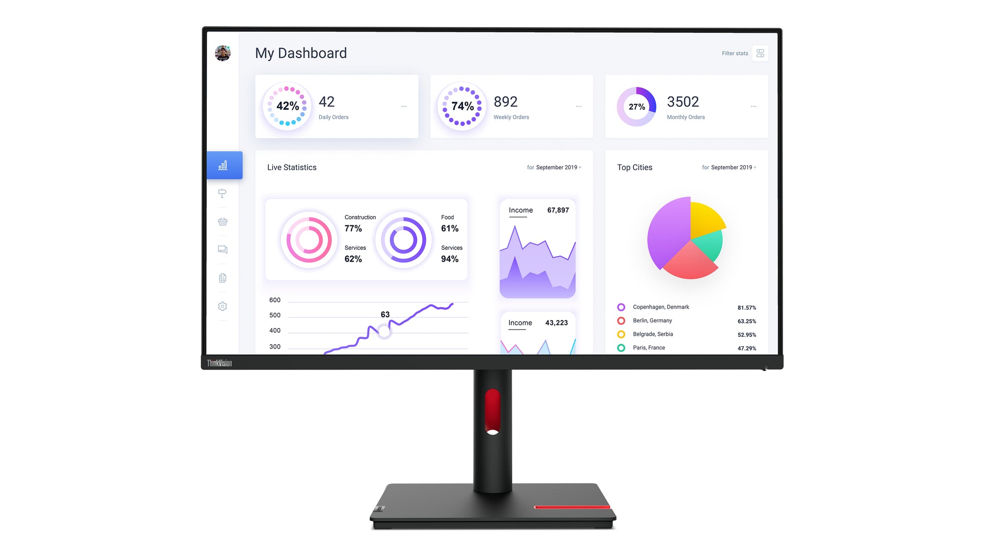 Lenovo ThinkVision T32p-30 – Monitor, 31,5", IPS, 60 Hz, 350 cd/m², VESA 100 × 100, Schwarz
