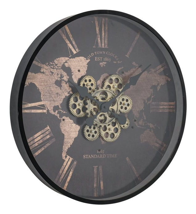 Boltze Wanduhr Rodas – Ø 57 cm, braun, Glas