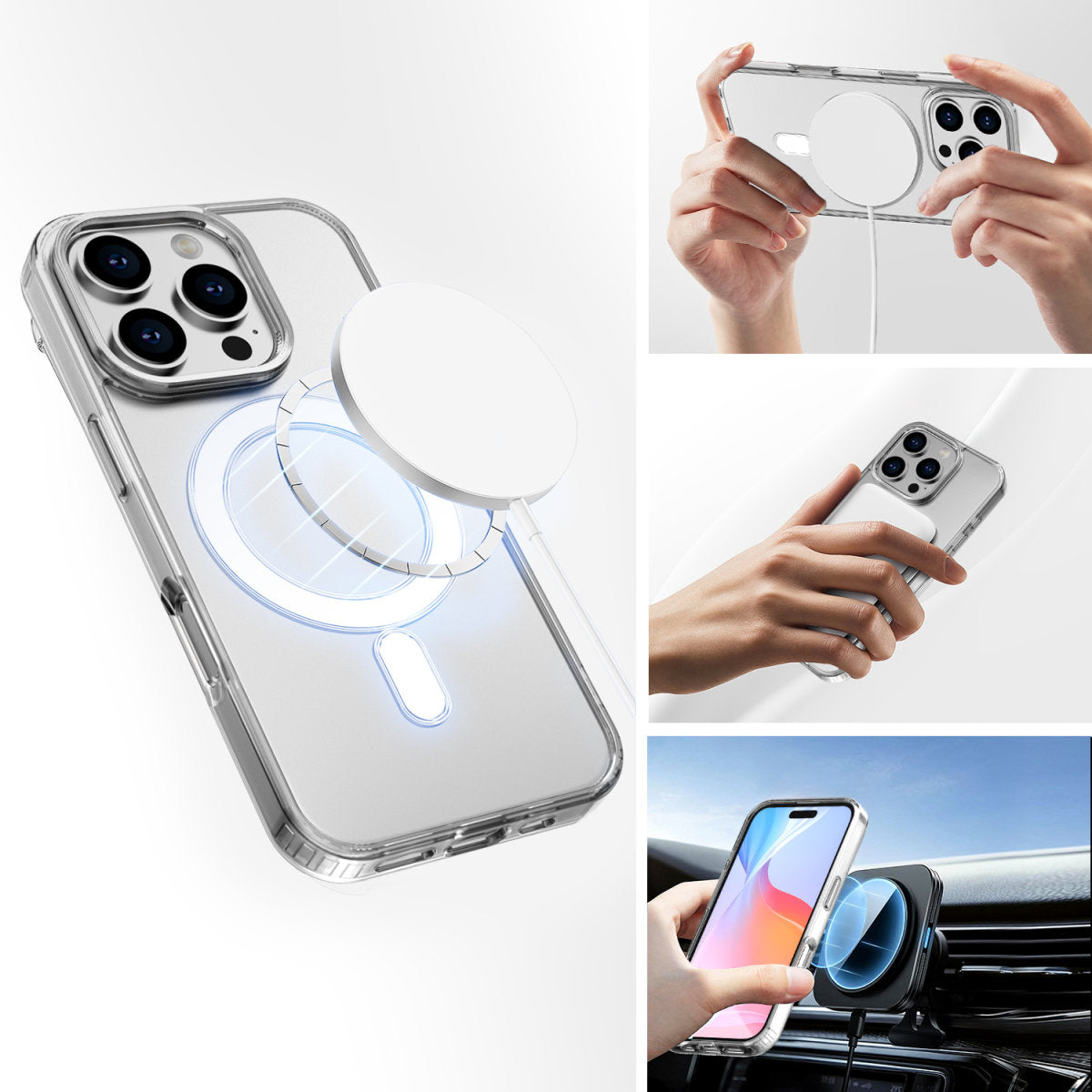 4smarts 3-in-1 Starter-Set (Glas, Hülle, Ladegerät) – für iPhone 16 Pro – Transparent