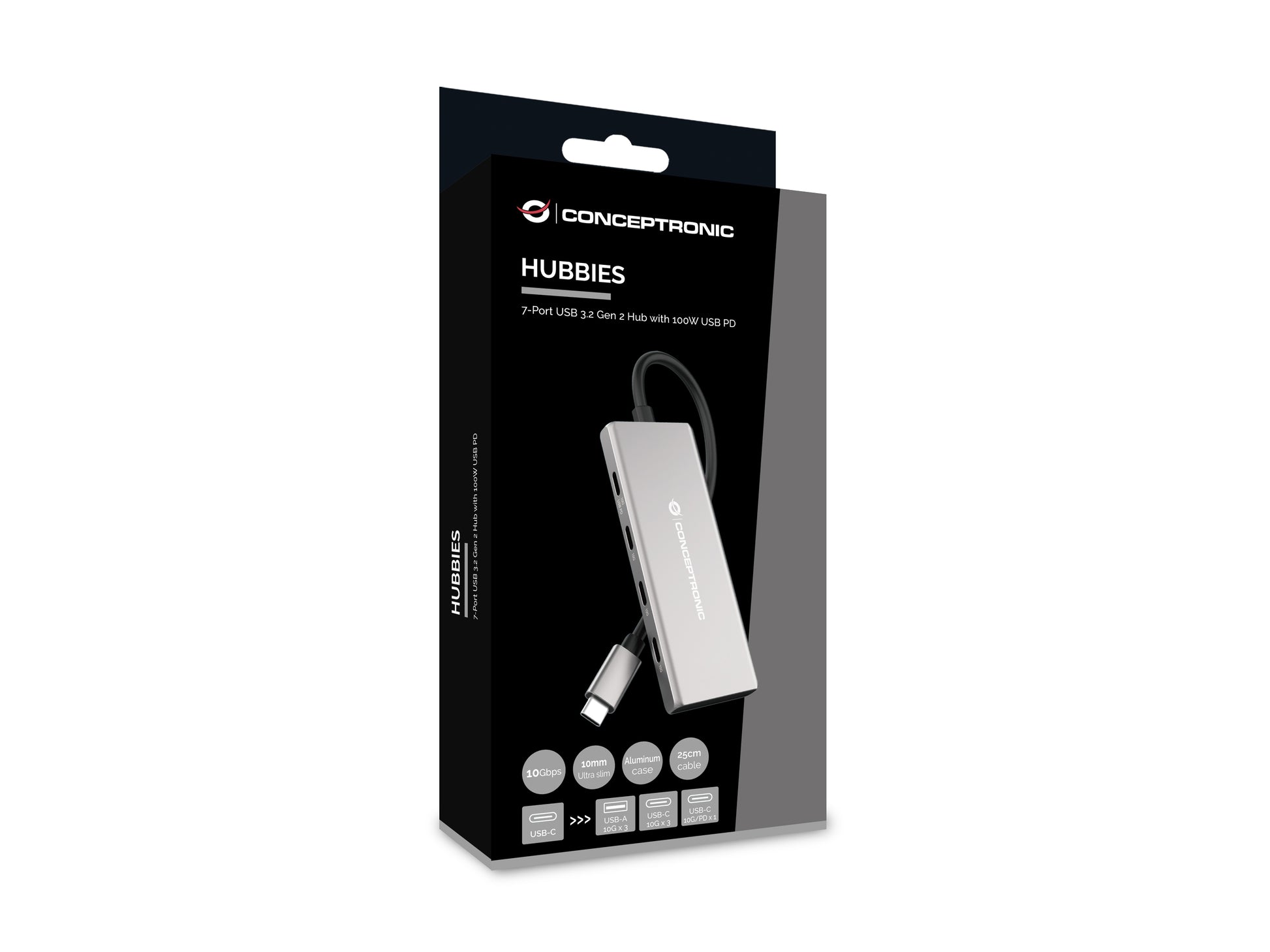 Conceptronic HUBBIES17G USB-Hub – USB-C, 4× USB-C, 3× USB-A, 100 W PD, für Windows/Mac/Android