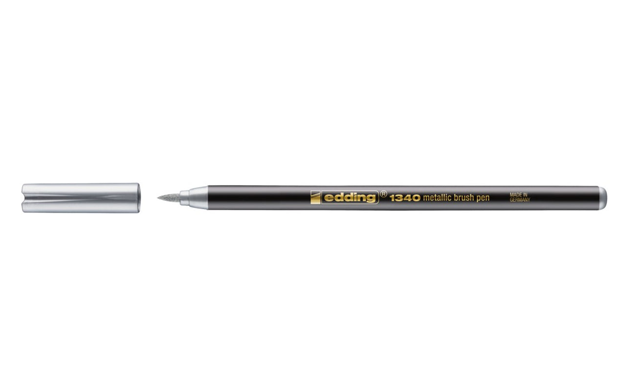 Edding 1340 Pinselstift Metallic – Pinselspitze, 1–3 mm, wasserbasiert, Silber