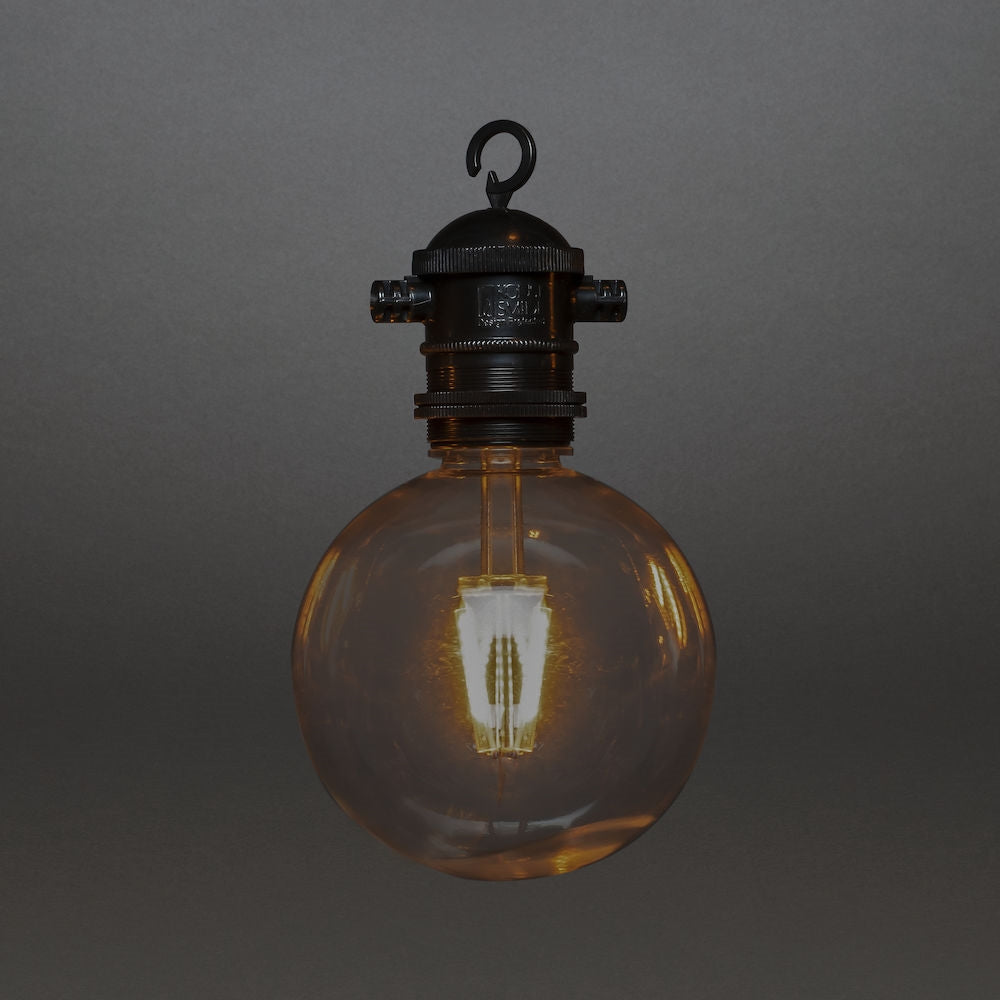 Konstsmide Lichterkette – 14,5 m – 46 lm, 7 W – Bernstein, 1800 K – IP44 – Solarbetrieb – Schwarz, Kunststoff