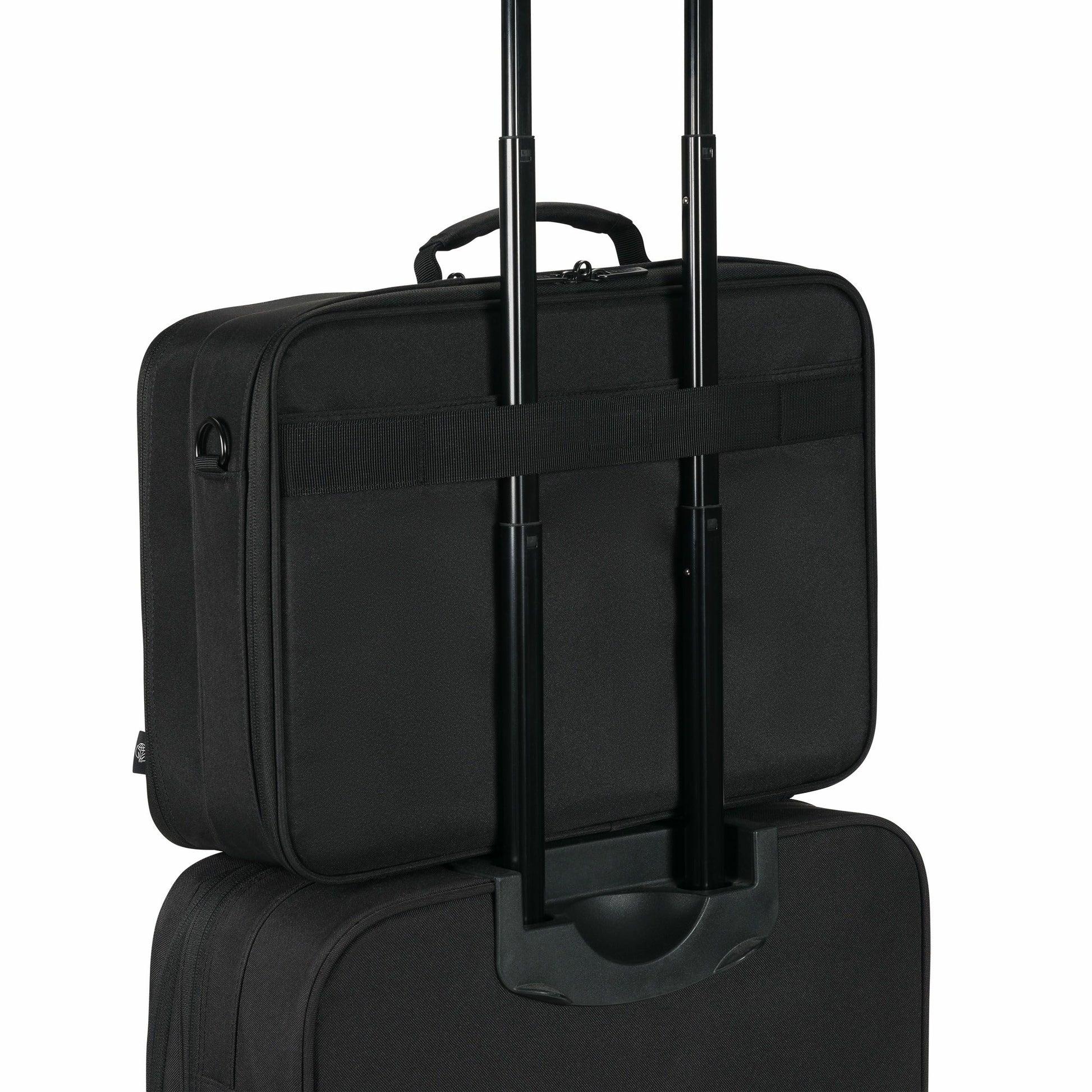 DICOTA Notebook-Tasche für bis 16" – wasserabweisend, Trolley-Haltegurt – Schwarz