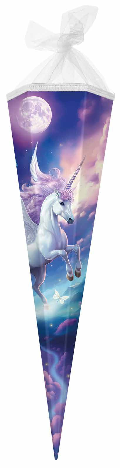 Goldbuch Schultüte ohne Inhalt – Einhorn – 35 cm, rund, Karton, weiss, Klebeband