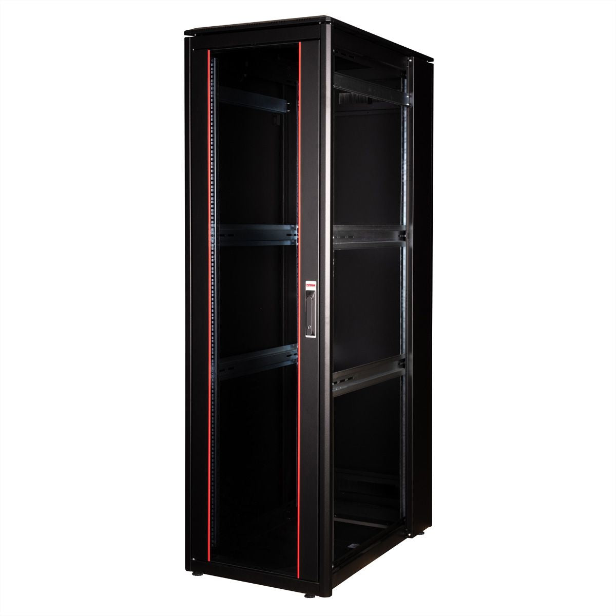 ROLINE Pro – 19" Netzwerkschrank 42U, IP20, abschliessbar, 600 × 1000 × 2053 mm, schwarz, Stahl