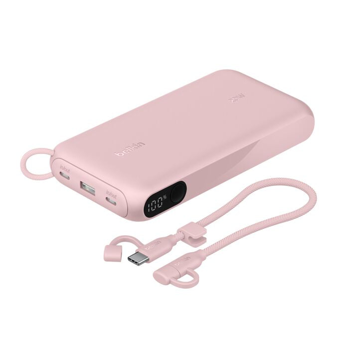 Belkin Powerbank 20000 mAh, PD 20 W, mit Display, Pink
