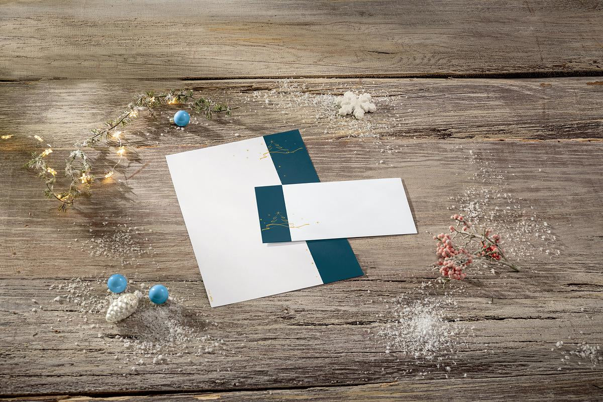 Sigel Motivpapier – A4, 90 g/m², Motiv: Weihnachtsbaum Petrol – für Inkjet/Laser/Kopierer – FSC – 100 Blatt