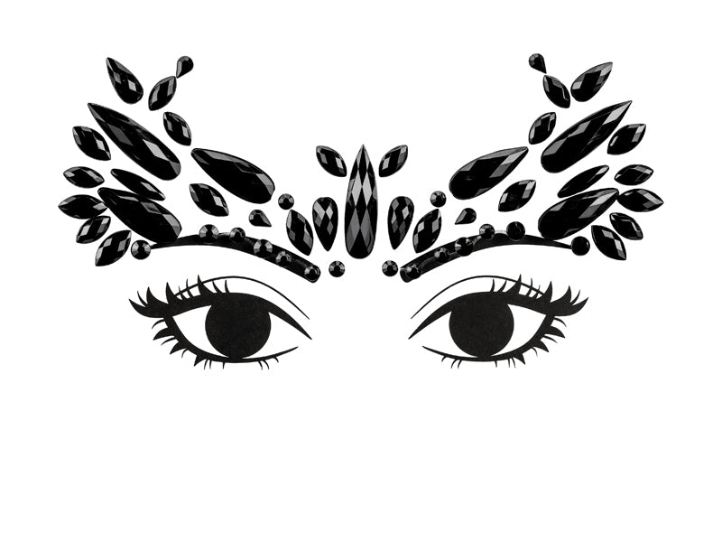 PartyDeco Face-Art Sticker Kristalle – Schwarz – 14,5 × 5,5 cm – Acryl – 1 Paar