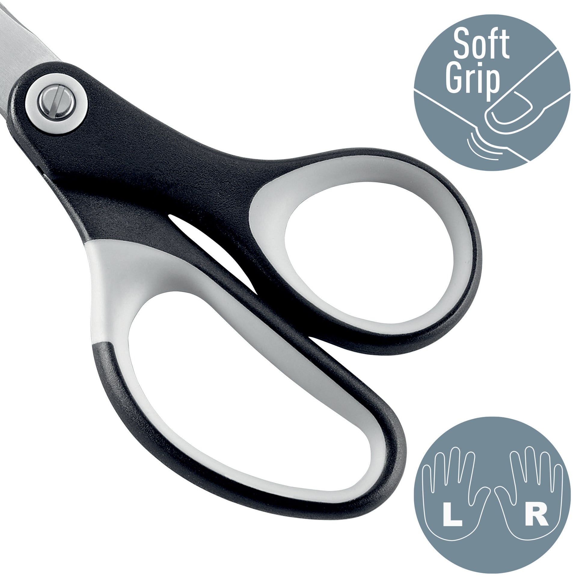 Leitz Universalschere – titanbeschichtet, für Rechts- und Linkshänder, abgerundet, Softgrip, Kunststoff, blau