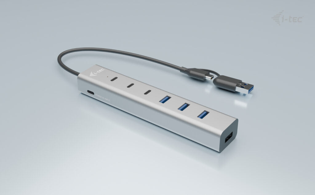 i-tec USB-Hub – USB 3.2 Gen 1, 3× USB-C, 4× USB-A, für Windows/Mac/ChromeOS