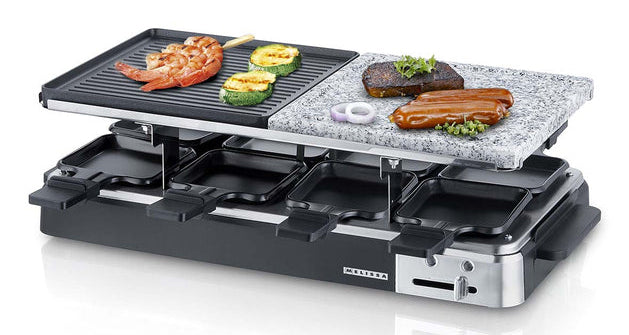 Melissa Raclette 16300027 – 8 Personen, 1300 W, Grillplatte 21×21 cm – schwarz