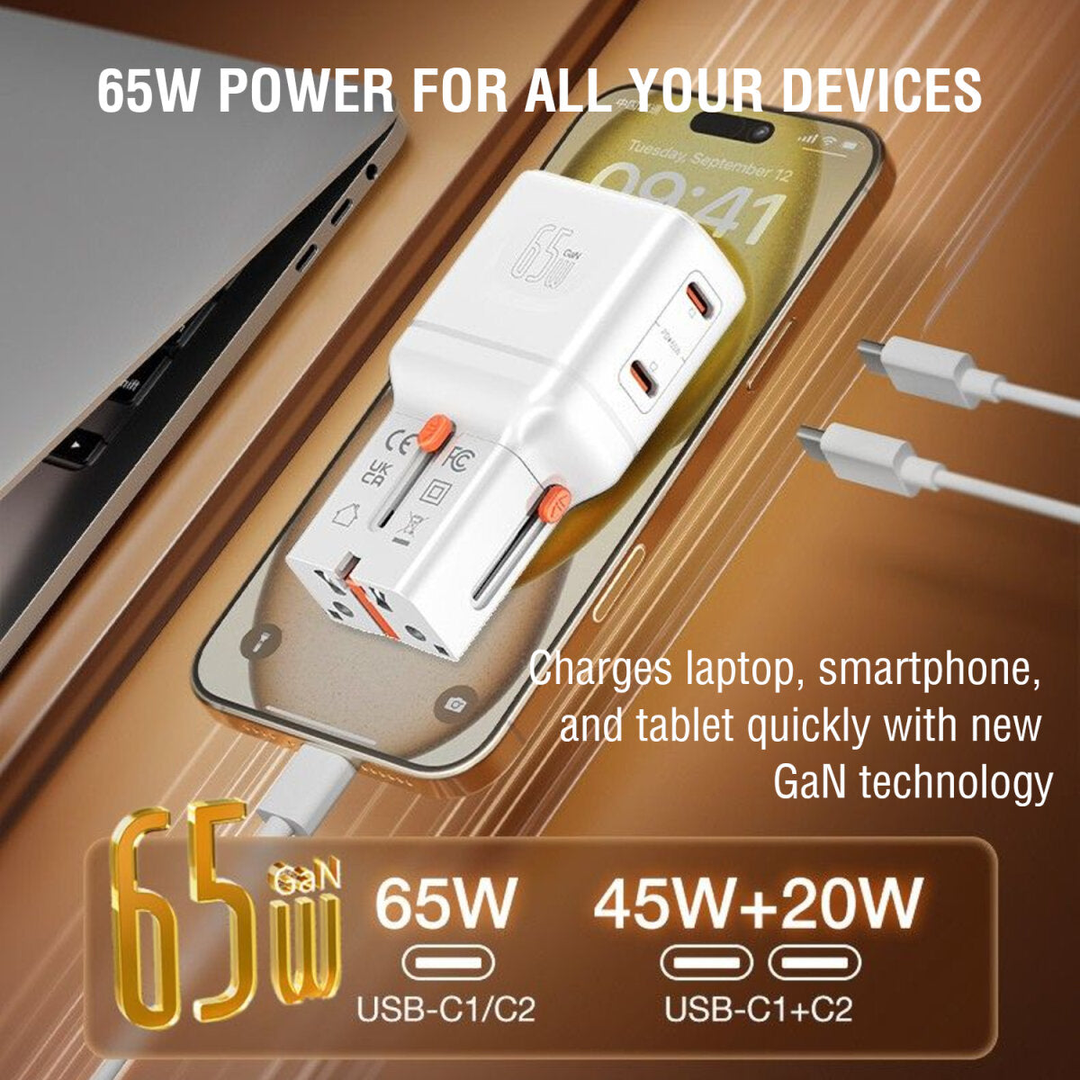 4smarts Nomad Pocket Netzteil (Universal) – 65 W, 2× USB-C, PD, PPS, QC, GaN – für Laptop, Smartphone, Tablet