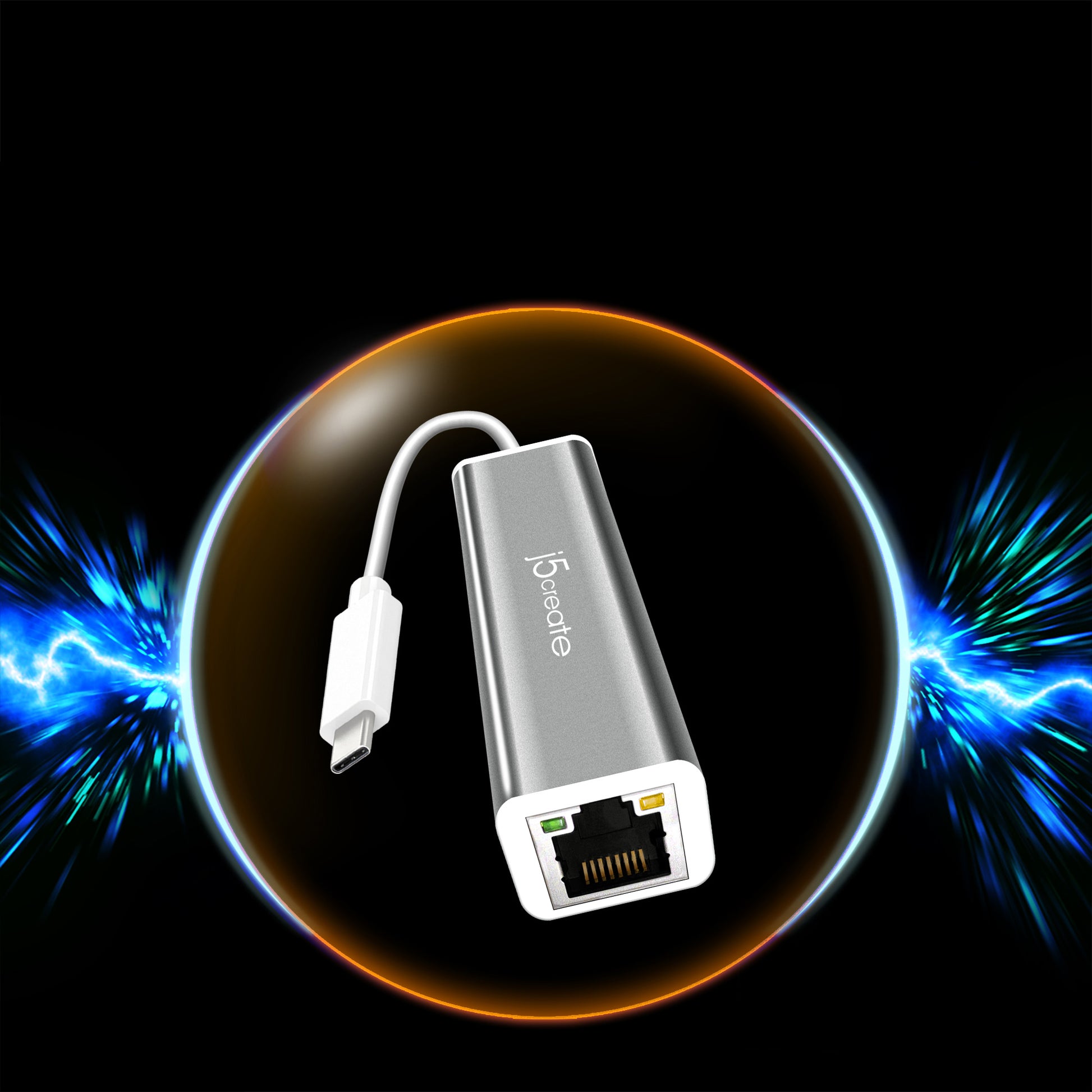 j5create JCE133G-N Netzwerkadapter USB-C zu RJ-45 – Gigabit (1 Gbit/s), 0,1 m – für Windows/macOS/Linux