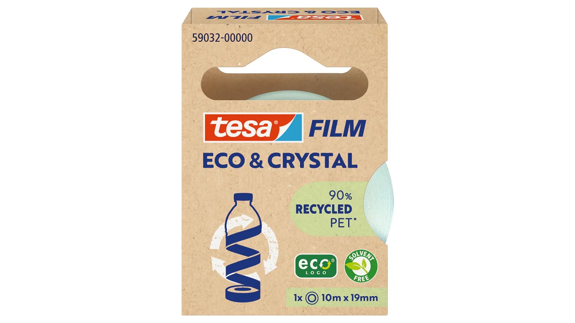 TESA Eco & Crystal Klebefilm klar – 19 mm × 10 m, transparent, PET, reissfest