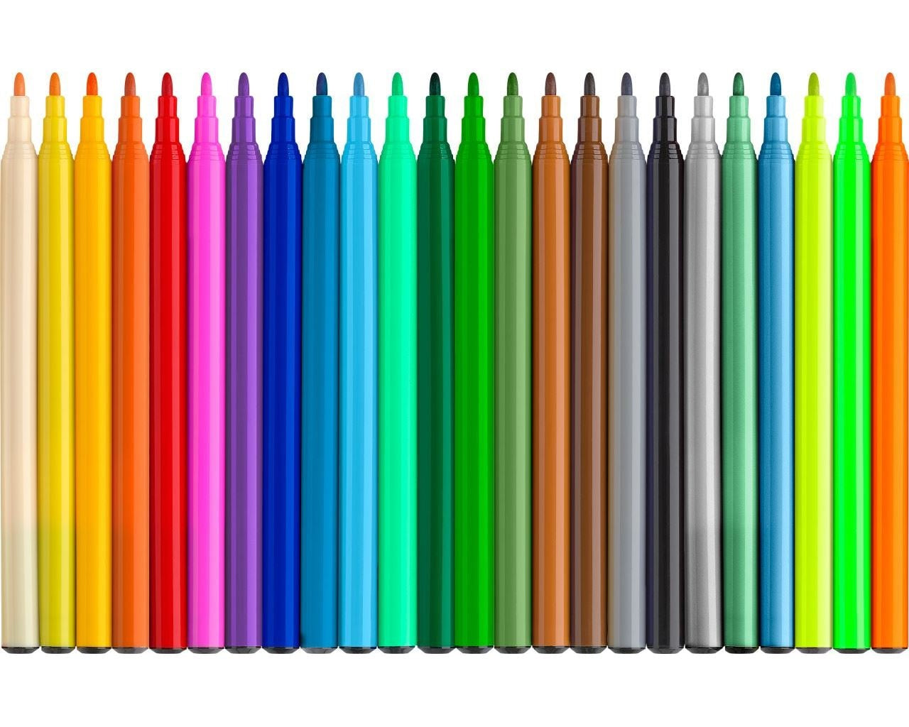 Faber-Castell Filzstifte Metallic & Neon, Dino – wasserbasiert, 24 Farben