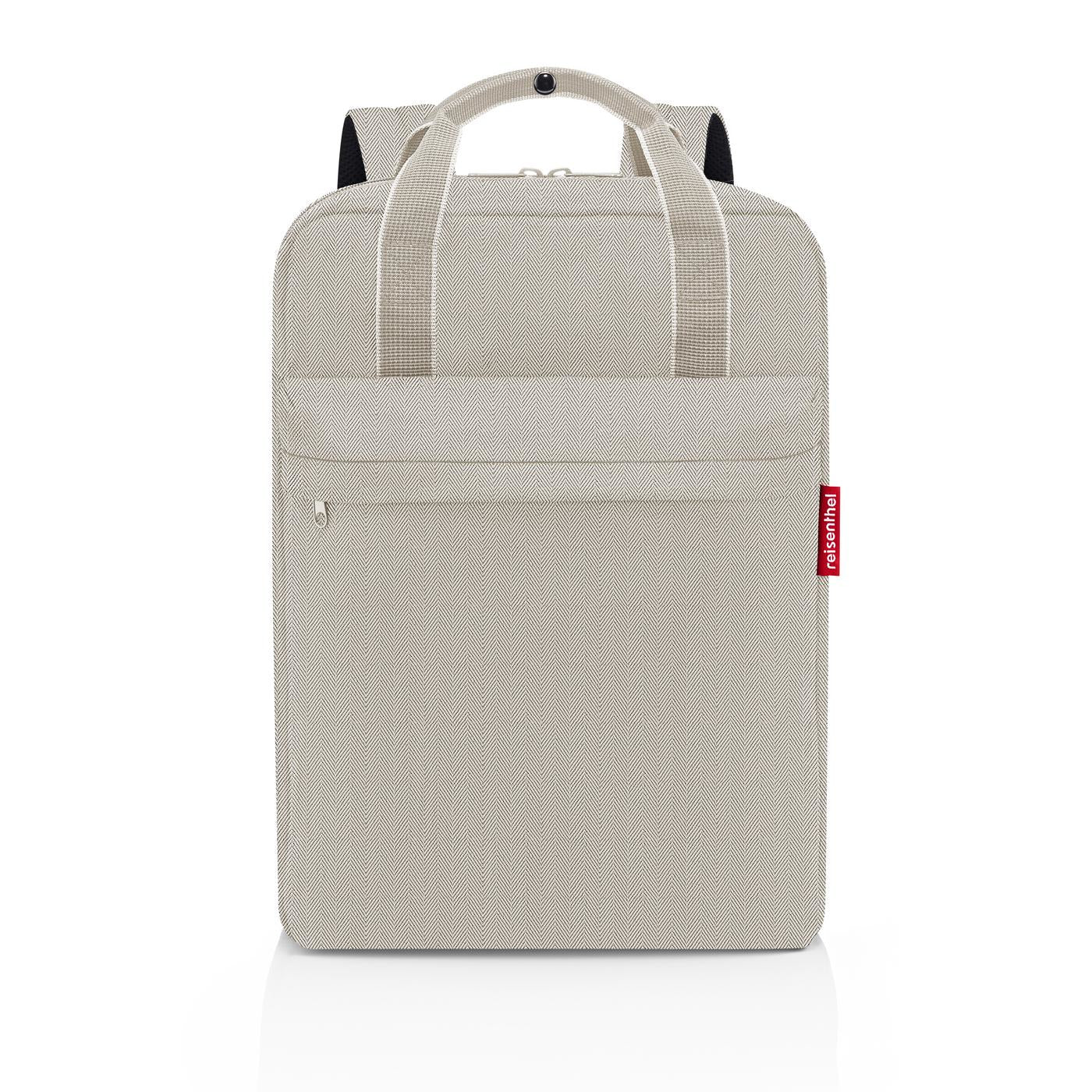 Reisenthel Allday Rucksack M – Lässiger Rucksack – 15 l, Polyester, Hellgrau, Herringbone Sand