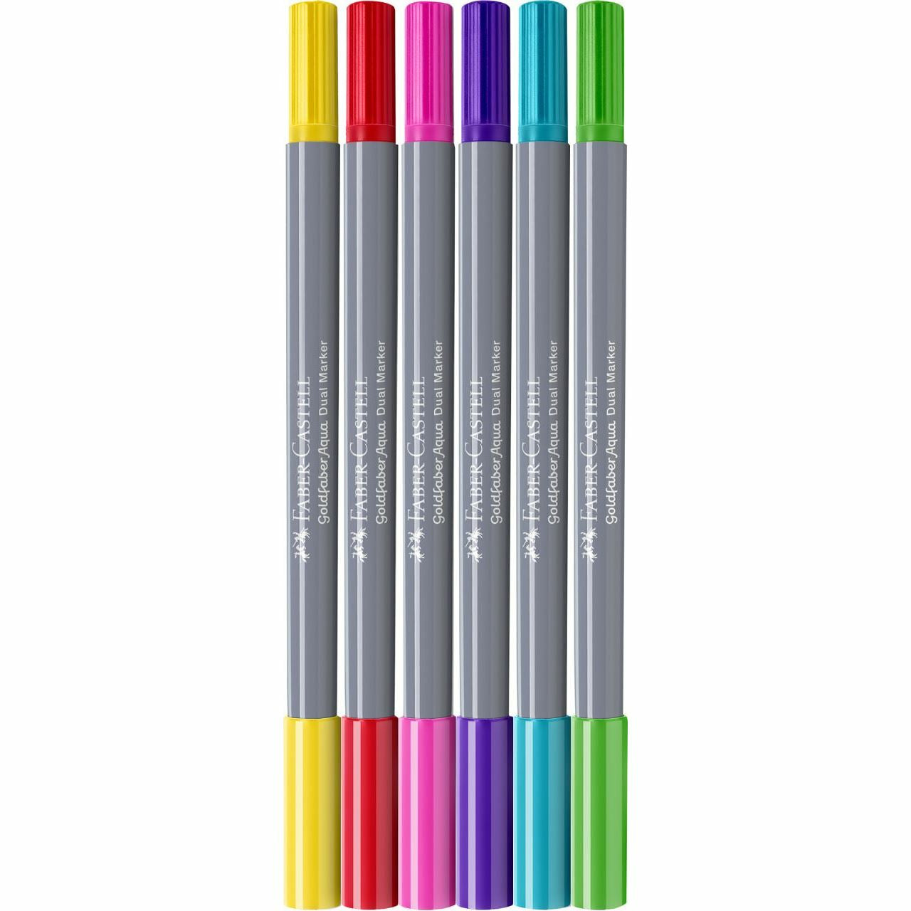 Faber-Castell Brush Pen Goldfaber Aqua – Pinselspitze 0,6 mm – sortiert – 6er-Set – wasservermalbar