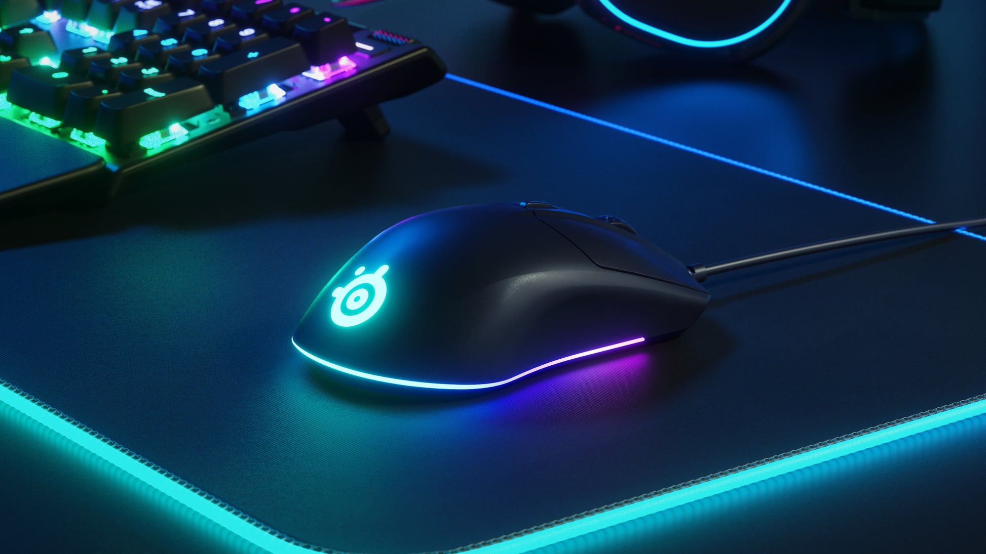 SteelSeries Rival 3 – Gaming-Maus – Kabelgebunden (USB‑A), 8500 DPI, RGB-Beleuchtung, rechts, Schwarz
