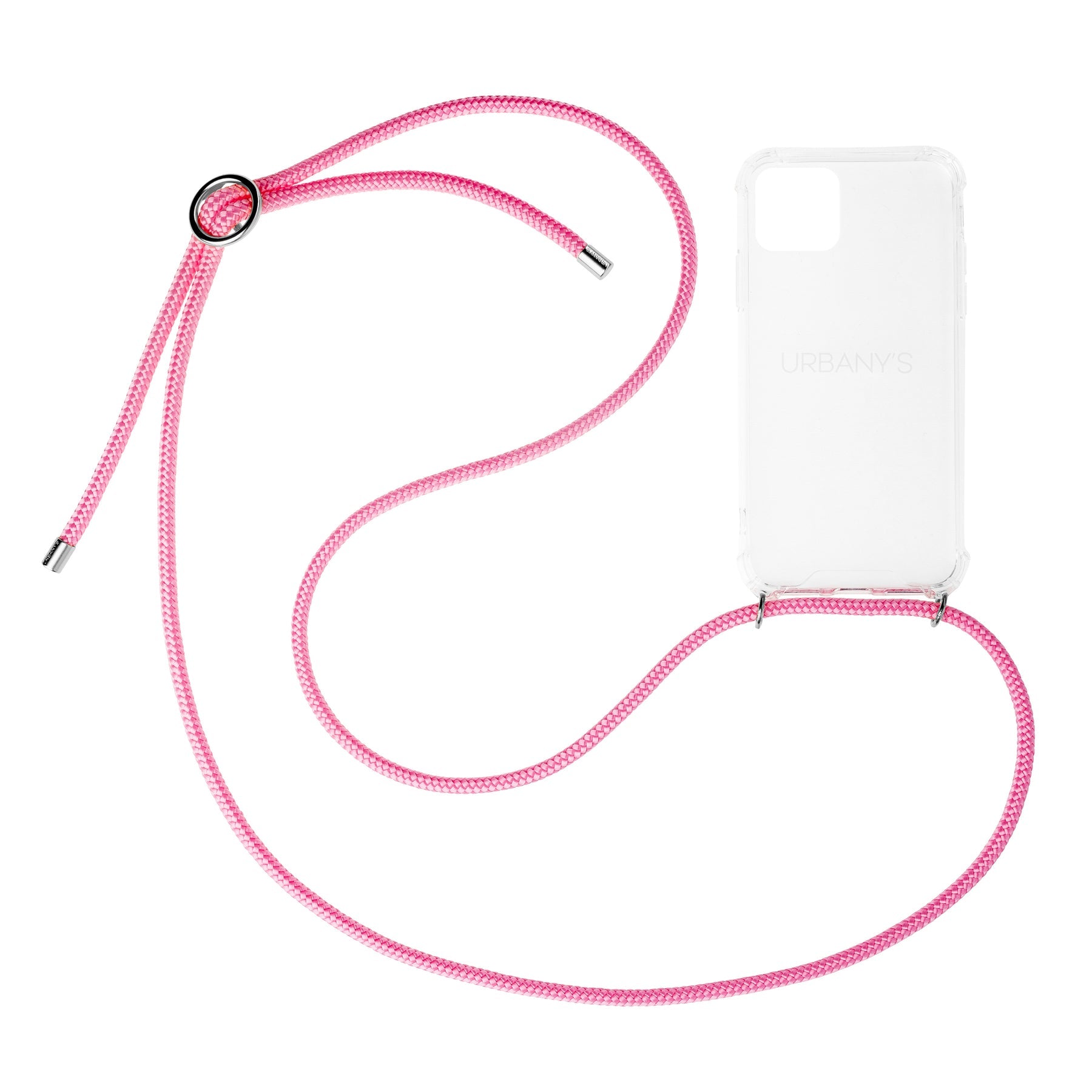 Urbany's Necklace-Hülle – für Apple iPhone 15 Plus – transparent/pink – TPU, mit Kordel