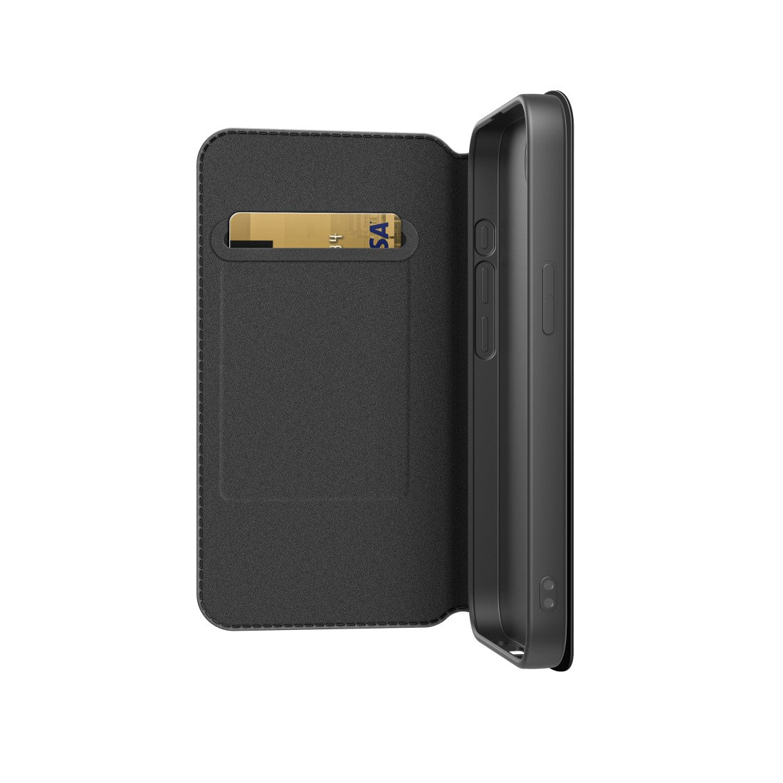 Black Rock Wallethülle – für Apple iPhone 16e, mit Ständer, 1 Kartenfach, PC+PU+TPU, Schwarz