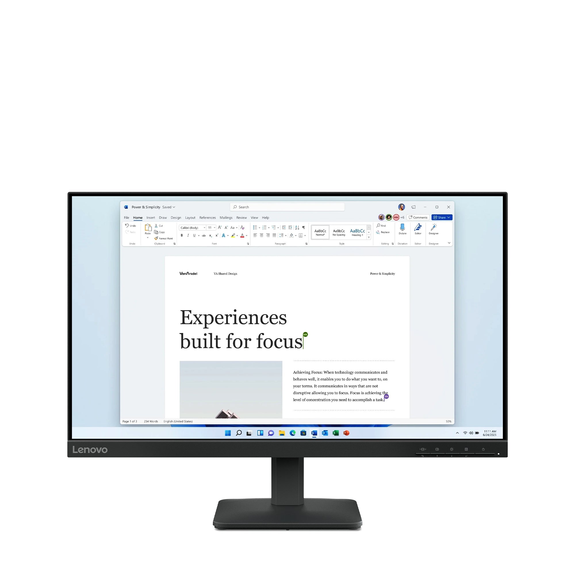 Lenovo L24-4E – Interaktives Touch-Display 23,8" – Full HD (1920 × 1080), IPS, 250 cd/m², blendfrei