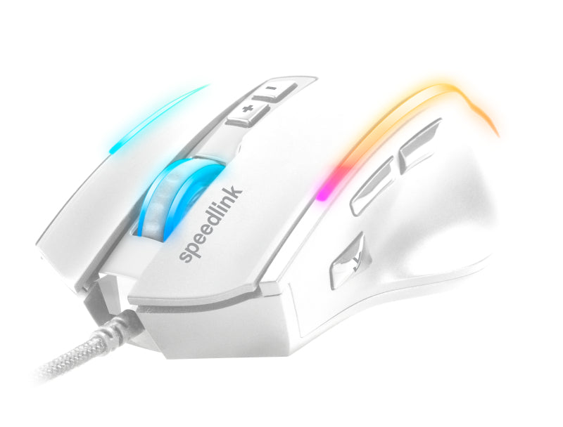 SPEEDLINK DECUS NX – Gaming-Maus – Kabelgebunden (USB‑A), 12800 DPI, rechts, Weiss