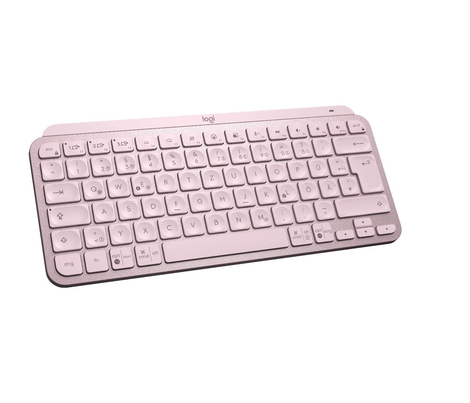 Logitech MX Keys Mini – Tastatur, kabellos (Bluetooth), DE-Layout (DE), beleuchtet, Rosa