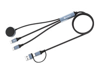 Sandberg Multi-Kabel – 3-in-1 USB-A/USB-C auf USB-C/Lightning/Micro-USB 1,2 m, PD 100 W, geflochten, schwarz