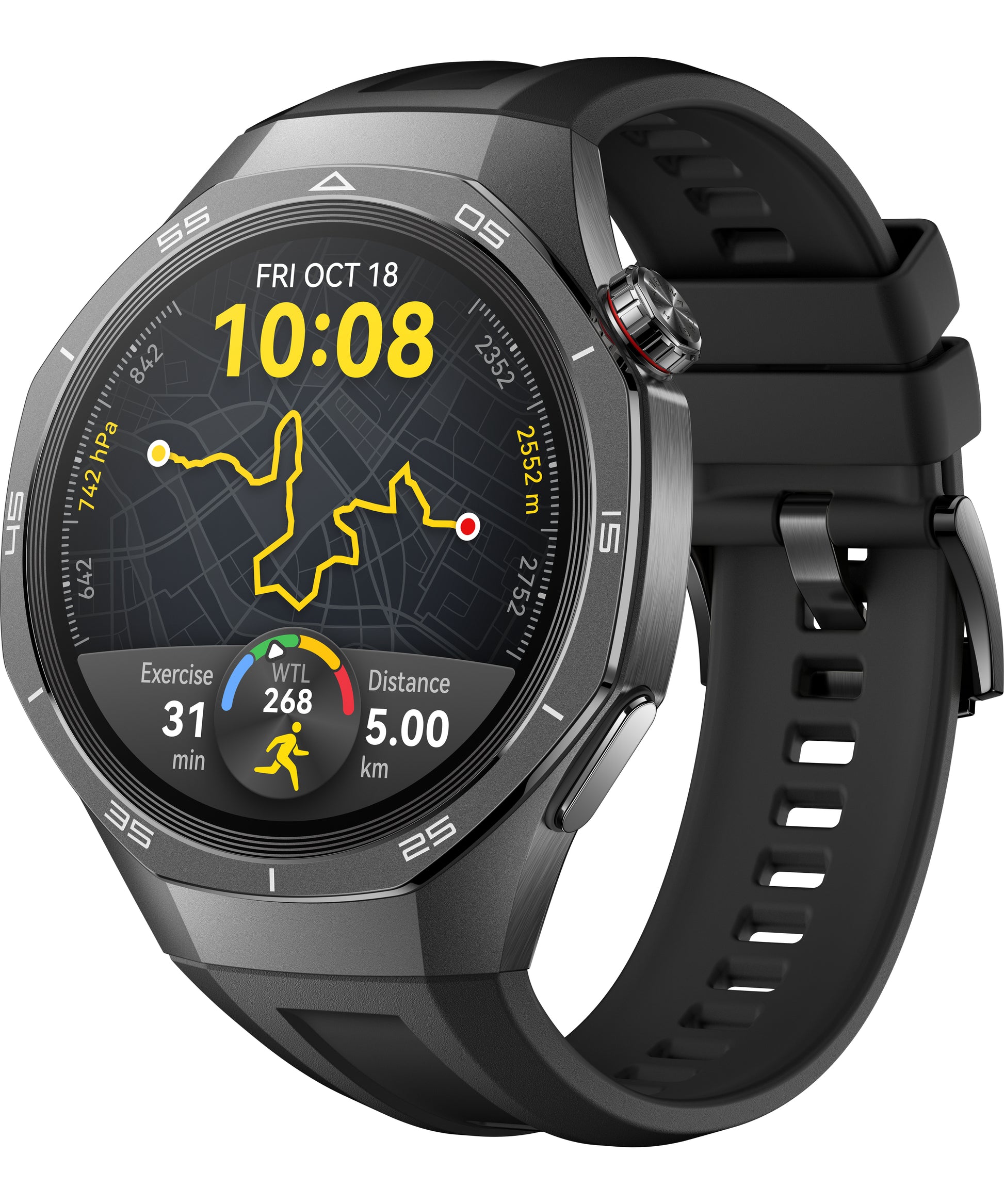 Huawei Watch GT5 Pro 46 mm GPS – Titan Schwarz, Sportband Schwarz, 50 m, für iPhone