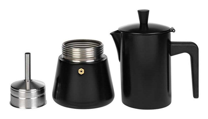 Furber. Furber – Mokka-Kanne 300 ml, Ø 10,5 × 22,5 cm, Edelstahl, Schwarz, für Induktion