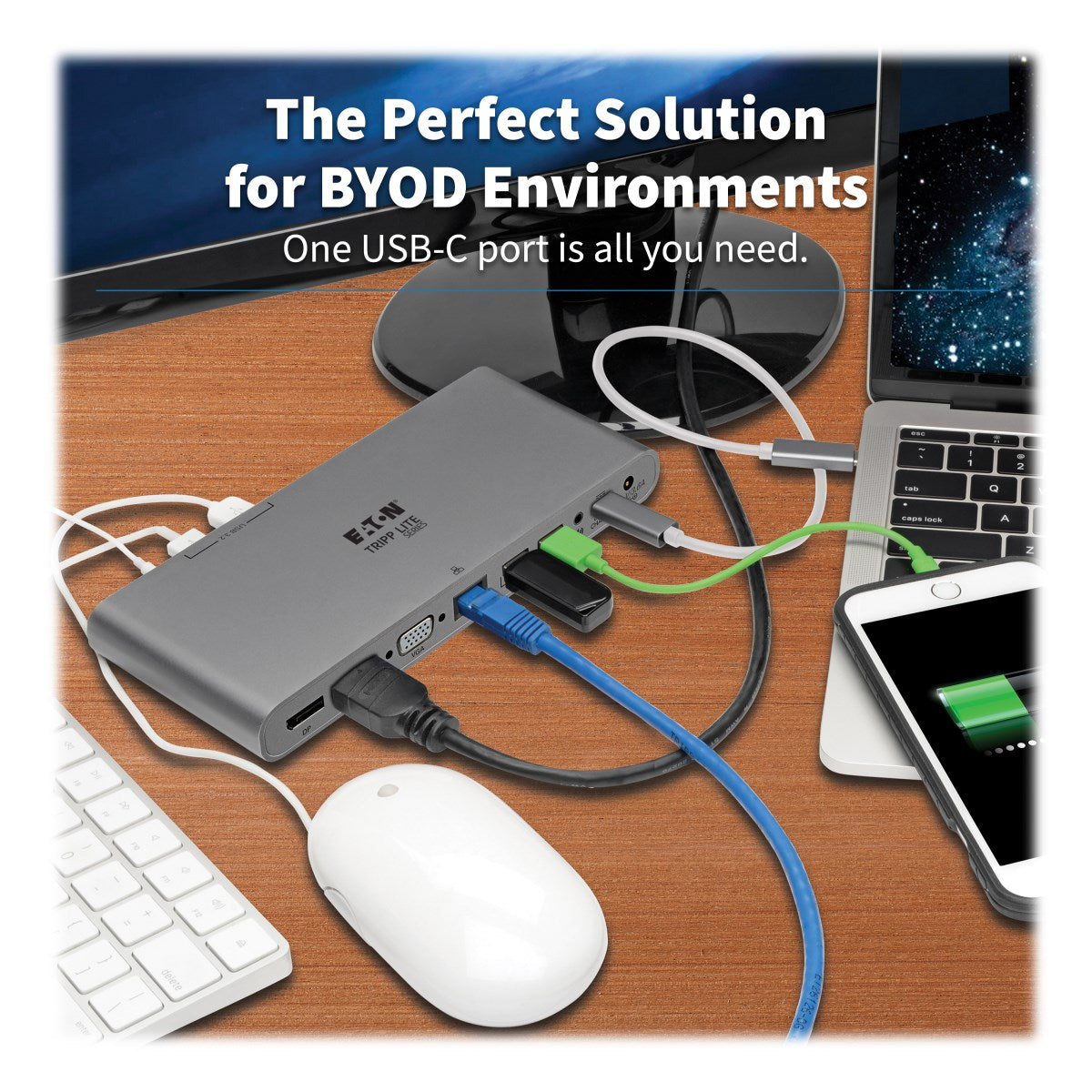 Tripp Lite U442-DOCK4-INT Dockingstation – USB-C, 1× DP, 1× HDMI, 1× VGA, 4× USB-A, 2× USB-C, 100 W PD, GbE