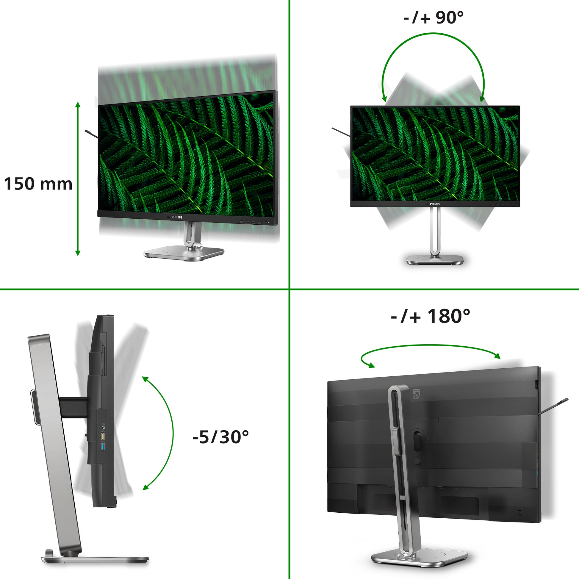 Philips 27B2G5200/00 – Monitor, 27", IPS, 75 Hz, 300 cd/m², Lautsprecher, Adaptive Sync, VESA 100 × 100, Grau