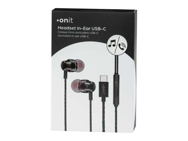 ONIT F01761 In-Ear Headset – Stereo, Kabel, USB-C, Schwarz