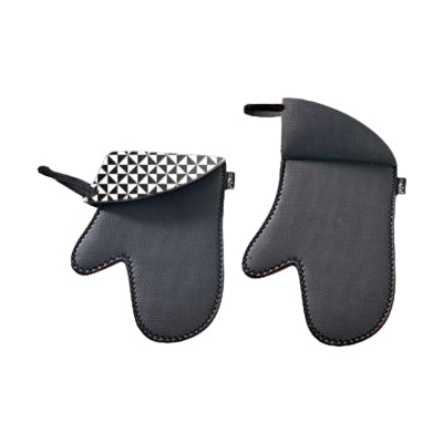 Moha Ofenhandschuhe 30 × 24 cm, Neopren, Schwarz, hitzebeständig bis 220 °C, rutschfest, für Grill