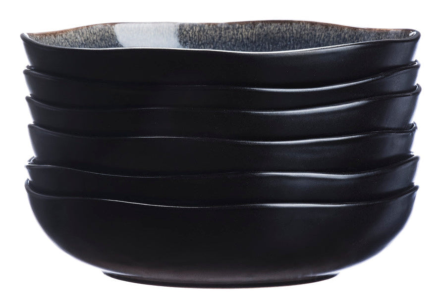 Björn IRIS Suppen- und Pastateller – Steinzeug, Dunkelblau, Ø 22,5 cm, 6 Stück