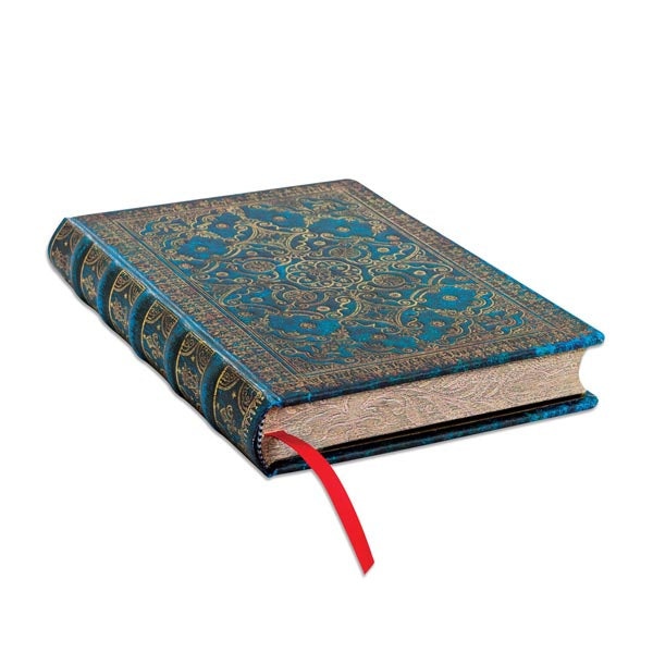 Paperblanks Notizbuch – 130 × 180 mm – 240 Blatt – 120 g/m² – Hardcover, Gummiband, Einstecktasche, blau, FSC