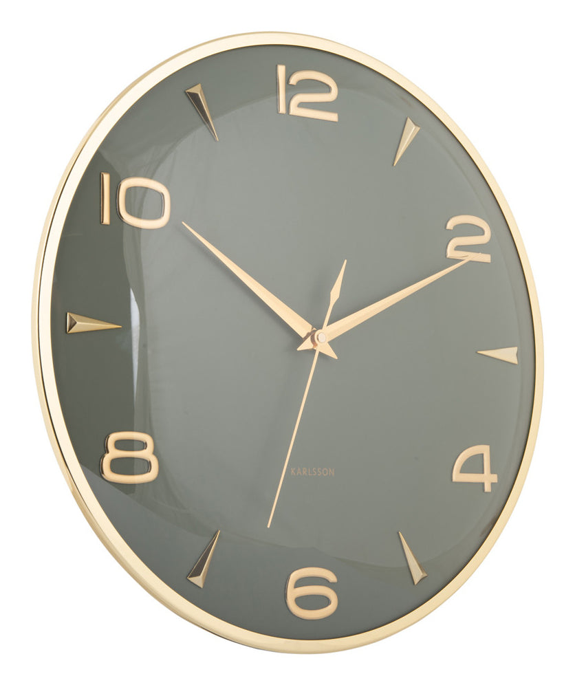 Karlsson Wanduhr Sienna Glow – Ø 40,6 cm, grün, Metall