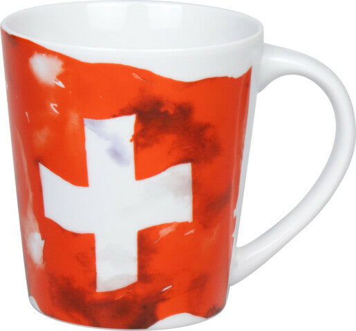 Könitz Porzellan Becher – 380 ml, Ø 9 cm, Rot/Weiss, spülmaschinenfest, mikrowellengeeignet