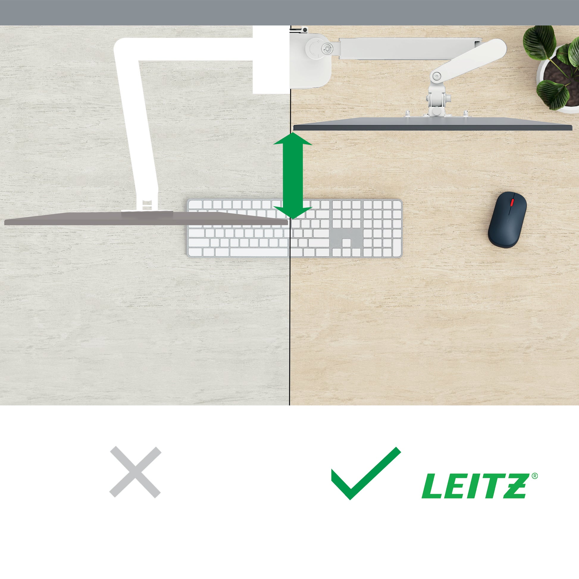 Leitz Ergo – Monitorarm – bis 32", VESA 100 × 100 mm, 9 kg, höhenverstellbar, hellgrau