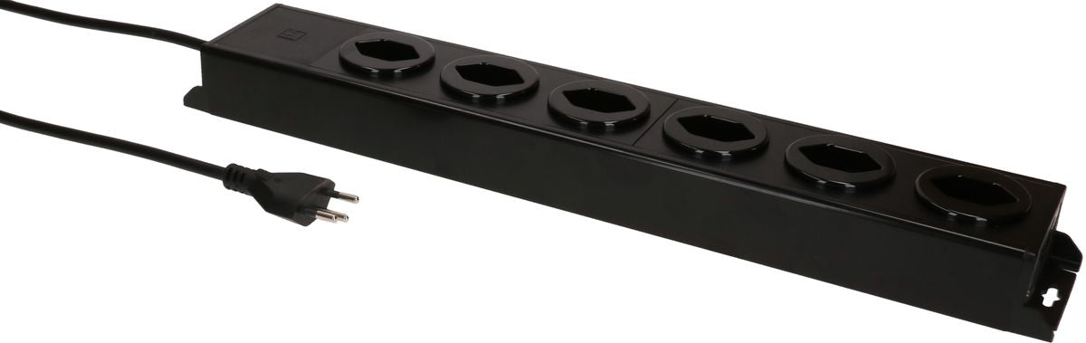 Max Hauri AG Max Hauri Steckdosenleiste, 6×T13, ohne Schalter, 1,5 m, Überstromschutz, Eingang T12 – schwarz